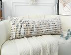 PANOD Coastal Decorative Lumbar Pillow Cover 14 x 36 Inch, Boho Long Pillow for Bed, Colorful Neutral Accent Farmhouse Long Body Pillow for Couch Sofa Bedroom Livingroom