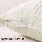 decorUhome Spring Cream White Chenille Euro Sham Throw Pillow Covers 26x26 Set of 2 Textured Soft Cozy Slubby Couch Pillow Covers Modern Farmhouse Boho Decorative Pillow Cases for Bed Sofa Living Room