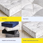 Floor Pillow Large Square Tufted Decorative Cushion 20" x 20" Faux Velvet Fabric Ultra Thick Fill for Kids and Adults, 1 Pack, Ivory