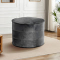 Leather Ottoman,Handmade Stuffed Square Ottoman,Genuine Leather Pouf, Foot Rest Pouf,Comfortable Soft Seating for Living Room & Bedroom (Grey, 1 Round)