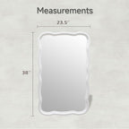 COZAYH Rustic Farmhouse Wall Mirror, 23.5” x 38” Rectangular Decorative Wall Mounted Mirror with Distressed Wood Frame & Curved Scallop Detail, White