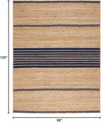 SAFAVIEH Area Rug 8x10 - Natural Fiber Collection - Large - Natural & Navy, Handmade Braided Jute, Stripe Pattern, Ideal for Living Room, Bedroom, Dining Space (NFB262N)