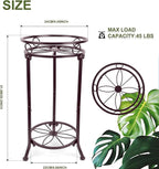 THKFUL 2 Pack Metal Plant Stand Indoor Outdoor - Heavy Duty Rustproof Tall Potted Plant Stands Modern Flower Pot Stand,Corner Flower Plants Holder Rack for Multiple Plant Patio Garden 20.3"(Brown)