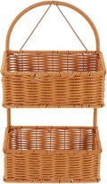 OUNONA Wall-Mounted Imitation Rattan Woven Basket 14.96X8.26X4.72In Hanging Storage Organizer for Kitchen Bathroom Fruits Vegetables Toiletries Space-Saving