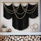 Macrame Wall Hanging Black Yarn Tapestry Home Decor Large Fiber Wall Art Living Room Bedroom Home Wall Decor 57" W x 43" L