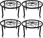 yosager 4 Pack Metal Plant Stands for Flower Pot, Heavy Duty Black Iron Potted Stand Holder, Indoor Outdoor Rustproof Metal Planter Container Round Supports Display Rack for Home & Garden Decor