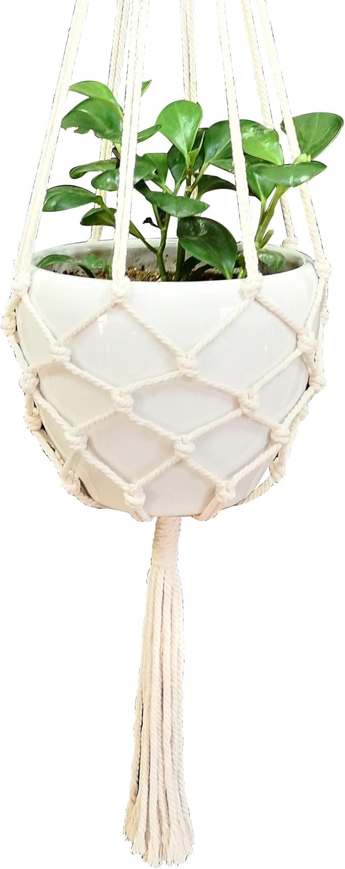 Macrame Plant Hanger Hanging Planter Hanging Net Basket Cotton Rope 52 Inch for 10 inch Pot, Pot and Plant Excluded (Beige)