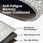 Arttown Boho Anti-Fatigue Kitchen Rug Set of 2 Grey White Cushioned Floor Standing Mat Waterproof Non-Slip Mat and PVC Ergonomic Comfort Foam Rug