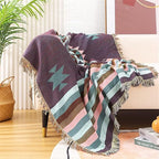 Lqprom Southwest Throw Blankets Aztec Southwestern Throws Cover Boho Native American Blankets for Gift Sofa Table Bed Living Room Decor Outdoor Camping Picnic Tent Beach Car Traveling 51"x63"