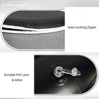 Indoor/Outdoor Inflatable Ottoman D21 x H9 inch, Round Footstool Inflatable Foot Rest Ottoman with Handle, Portable Pouf for Patio, Garden, Camping, Home, Textured Gray