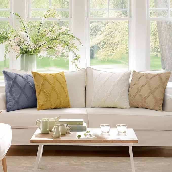 decorUhome Spring Euro Sham Throw Pillow Covers 22x22 Inch Set of 2, Soft Plush Faux Fur Wool Blue Grey Accent Couch Pillow Covers for Modern Farmhouse Bed Sofa Living Room