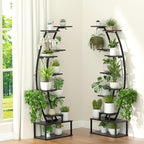 Plant Stand Shelf Rack Indoor with 8 Built in Grow Light, 10 Tiered 65" Tall Black Large Lighted Half Moon Curved Plant Stand for Indoor Growing, 2 Pack Arch Sturdy High Herb Flower Shelving