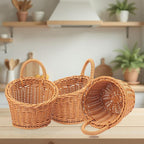 6 Pack 6.3 x 5 inch Woven Hanging Fruit Basket, Wall Hanging Wicker Baskets, Wall fruit Wicker Basket for Kitchen, Planter, Vegetable & Fruit, Boho Home Decor