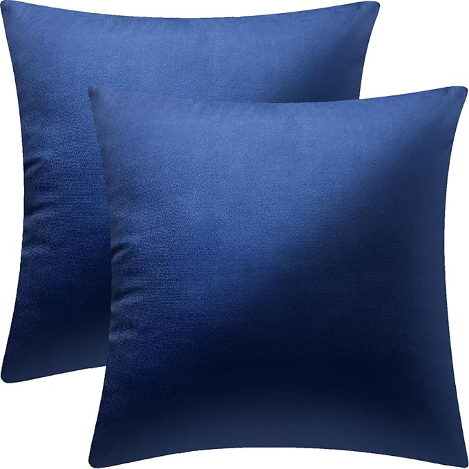 2 Pack 18x18 Pillow Cover Velvet Pillow Covers, Square Throw Pillow Covers for Living Room Decorations Throw Pillow Case, Throw Pillow Cover Cushion Cover for Sofa Bedroom Car, Navy Blue Velvet