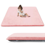 1.3" Thick Baby Play Mat for Floor, 79x79 Playpen Mat, Pro Soft Flannel Foam Mats Toddler Infant Kids Crawling for Nursery Rug Playroom Living Room Waterproof Easy Care Non-Slip (Pink)
