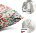 Orange Blue Ethnic Boho Lumbar Pillow Covers 12x20 Inch Bohemian Carpet Vintage Rust Coral Floral Pillow Cases for Couch Farmhouse Rectangle Rustic Rug Pillow Cases for Bed Patio Outdoor Indoor Set 2
