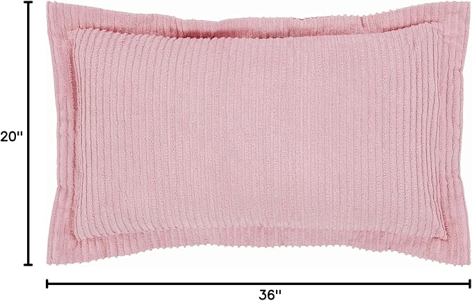 Better Trends Jullian Collection is Super Soft and Light Weight in Bold Stripes Design 100% Cotton Tufted Unique Luxurious Machine Washable Tumble Dry, King Sham, Pink