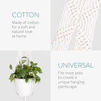 Navaris Macrame Plant Hangers (Set of 5) - Macrame Plant Hanger Set Cotton Pot Holder for Hanging Plants Indoor Outdoor - Pack with 5