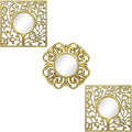 3 Pack Gold Sunburst Mirrors for Wall Decor Circle Flowers Mirrors Decorative Gold Hanging Wall Art Flowers Mirror for Home Living Dinning Room Bedroom Bathroom Boho Decoration Art(Vintage)