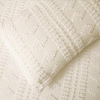 Tufted Pillow Shams Standard Ivory Set of 2 Boho Pillowcases Shabby Chic Decorative Textured Poms Cream Diamonds Moroccan Embroidery Farmhouse 20x26