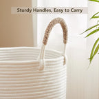 80L Large Hamper Laundry Basket Tall Woven Rope Clothes Hamper Blanket Basket in Living Room Bathroom Bedroom Brown 16"L x 16"W x 22"H