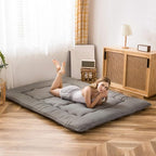 MAXYOYO Japanese Floor Mattress Futon Mattress, 4" Thicken Tatami Mat Sleeping Pad Foldable Roll Up Mat Boys Girls Dormitory Pad Kids Floor Lounger Pillow Bed, Charcoal Grey, Full Size