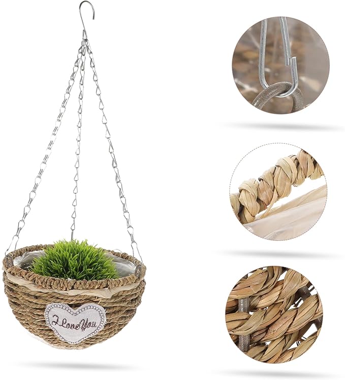 1pc Semicircle Woven Flowerpot Pendant for Decor Creative Hanging Basket for Plants Boho-Style Home Accent for Living Room Balcony and Courtyard