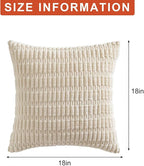 Pack of 2 Corduroy Decorative Throw Pillow Covers 18x18 Inch Soft Striped Pillow Covers Modern Farmhouse Home Decor for Sofa Living Room Couch Bed(Cream White)