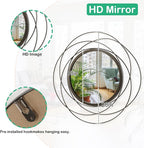 Wall Mirror Mounted Round Decorative Mirrors with Iron Metal Wire Frame Mirror for Wall, Home Decorative Bathroom Vanity, Living Room or Bedroom Large 20”