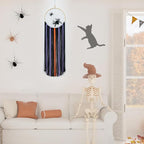 EOBTAIN Halloween Macrame Wall Hanging,Spider Web Dream Catchers,Black Purple and Orange Tassels Pure Cotton Cord Textile Wall Art,Halloween Decorative Woven Tapestry for Home Decor,9.8x32.8 Inch