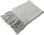 Homiest Decorative Knitted Throw Blanket with Fringe - Lightweight Acrylic Knit Blanket Soft & Cozy Tassel Blanket for Couch Sofa Bed - Light Grey, 60 x 80 Inch