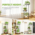 3 Tier Large Plant Stand Indoor Outdoor Clearance 10in Wide Metal Wood Plant Stand for Multiple Plants Black Tall Narrow Plants Display Organizer for Corner Living Room Porch Patio Garden Office