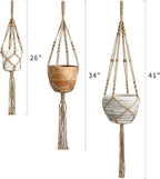 Mkono Macrame Plant Hangers, 3 Different Sizes Indoor Hanging Planters Basket Decorative Flower Pots Holder Stand Boho Home Decor, Brown
