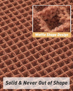 AMOAMI Upgraded Waffle Bath Mat, Super Absorbent Non Slip Bath Mats for Bathroom Floor, Machine Washable Bathroom Rugs with Tassels, Rubber Backed Bathroom Mats, Ultra Soft, 18" x 30", Dirty Orange
