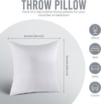 Utopia Bedding 16x16 Pillow Inserts, Set of 2, White – Indoor Decorative Throw Pillows for Bed, Sofa & Couch – Soft, Supportive & Fluffy Cushion Inserts