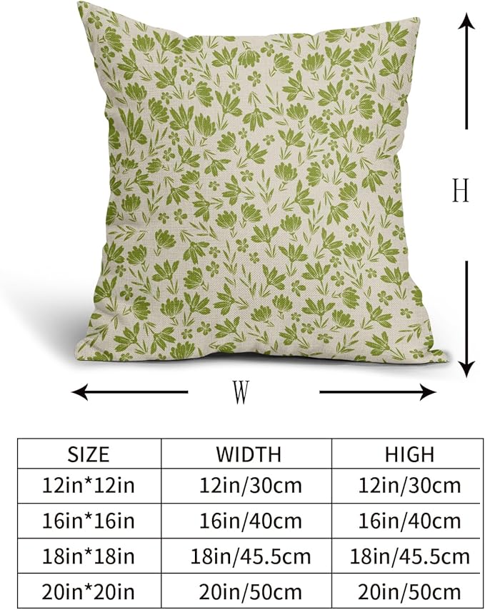Lime Green Pillow Covers 24x24 Set of 2 Vintage Floral Rustic Old Style Cute Flower Print Decorative Outdoor Pillowcases Seasonal Farmhouse Throw Cushion Case Decor for Couch Sofa Bed