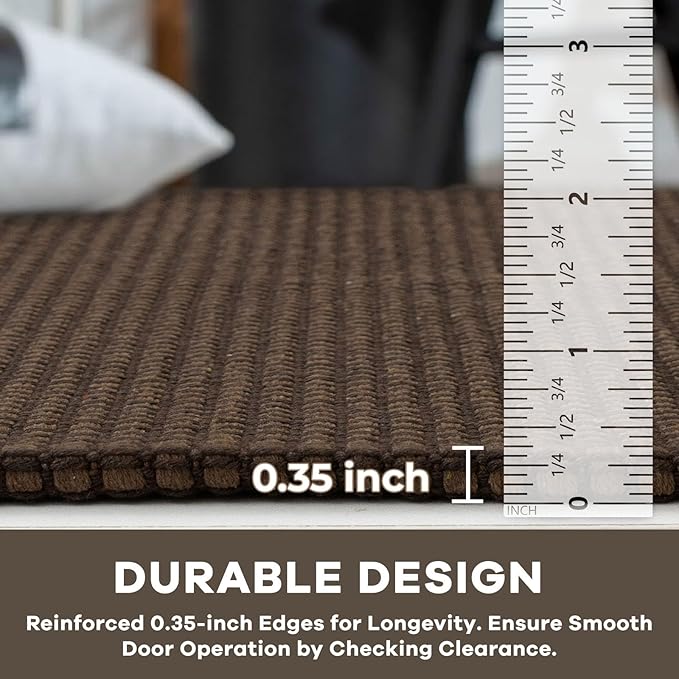 KOZYFLY Indoor Door Mat 2x3 ft Small Area Rugs Washable Front Door Mat Non Slip Rubber Backed Entryway Rug Cotton Entrance Doormat for Front Porch Bathroom Kitchen Bedroom, Reddish Brown/Coffee