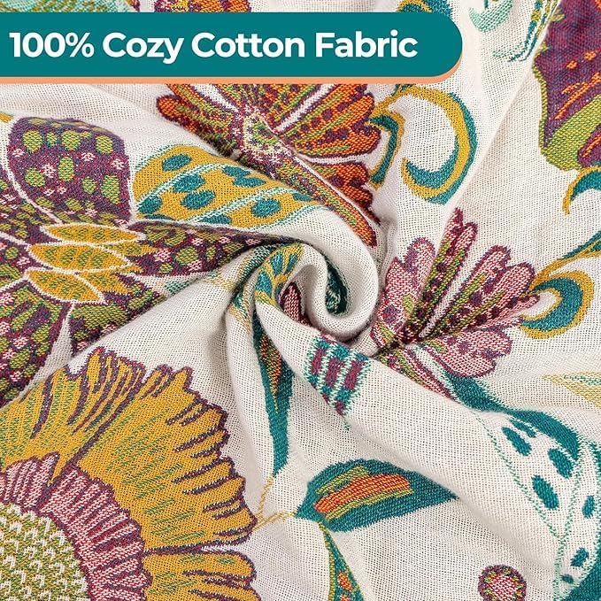 Cotton Throw Bed Blanket 90''x98'', Soft Lightweight Breathable Muslin Blanket for Couch, Bed, Travel, Picnics, All Season Gauze Blanket, Home Decor