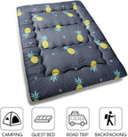 MAXYOYO Grey Pineapple Japanese Floor Futon Mattress, Tatami Floor Mat Portable Camping Mattress Kids Sleeping Pad Foldable Roll Up Floor Lounger Couch Bed Full Size with Mattress Protector Cover
