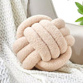 Uvvyui Knot Pillow Ball, Soft Home Decorative Pillows, Round Throw Pillow, Handmade Knotted Plush Pillow, Round Boucle Pillow Cushion (11 Inches Beige)