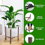 Aripark Plant Stand Indoor Adjustable, Metal Modern Plant Stands, Small Heavy Duty Stable Pot Flower Holder Indoor Outdoor Corner, Fit 8 9 10 11 12 inch Pots, Reddish Brown (Pot & Plant Not Included)
