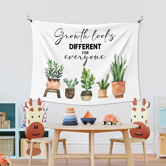 XLDLIOO Mental Health Wall Tapestry, Growth Looks Different for Everyone Inspirational Wall Tapestry Hanging for Classroom, Motivational Tapestries Decor Art for Therapy Counselor Office 40x30in