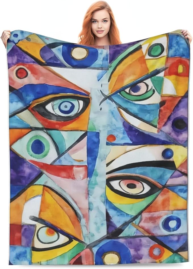 Abstract Throw Blanket Soft Flannel Blanket 60"x50" in Bed Blanket Home Decor for Room Sofa Couch All Season