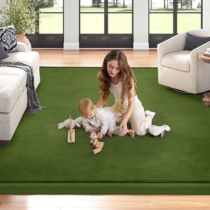 Baby Play Mat for Floor Nursery Muscle Mat Area Rug Playroom Rug 50"x50" Memory Foam 1.3" Thick Crawling Mat for Babies,Toddlers, Infants,Kids (Moss Green)