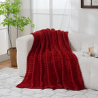 Red Fleece Throw Blanket 60”×80” for Couch Sofa Bed,Super Soft Cozy Plush Microfiber Flannel Blanket with Stripes Design Lightweight for Adults,Woman,Girls