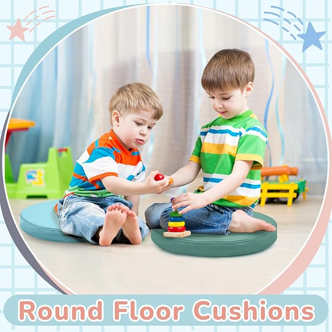 Juexica 8 Pcs Extra Thick Flexible Seating Floor Cushions Assorted Colored Floor Pillow Classroom Seat Cushions Soft Classroom Seating for Kids Learning Daycare School Chair(Light Morandi)