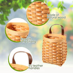 Yinkin 3 Pack 6 Inch Small Wall Hanging Basket Woven Wood Storage Basket Hanging Rope Organizer Flower Plants Vegetable Wall Decoration for Porch Living Room Bedroom Home(Brown)