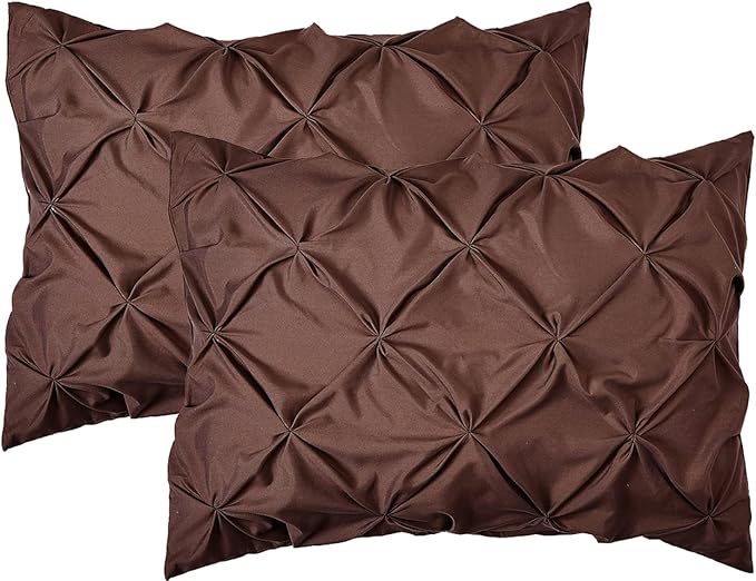 Elegant Comfort 2-Pack Sham Set Pinch Pleat Design, 1500 Premium Hotel Quality Microfiber, Stylish Design-Easy Care, Wrinkle and Stain Resistant, 2-Piece Sham Set, Pleated King, Brown