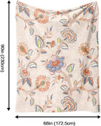 Boho Floral Throw Blanket, Bohemian Soft Cozy and Warm Couch Blankets Gift for Flower Lover, Decorative Blankets for Sofa Couch Bed, White Yellow 50×60 inches