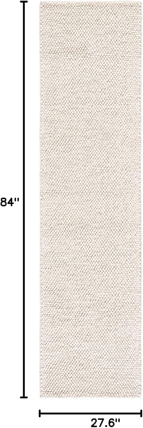 SAFAVIEH Natura Collection Runner Rug - 2'3" x 7', Beige & Ivory, Handmade Wool Blend, Textured Design, Ideal for Living Room, Bedroom, Dining Space (NAT425B)
